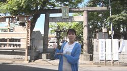写真：神社でのリポート