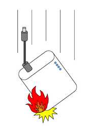 イラスト：落下して発火するリチウムイオン電池